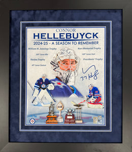 Connor Hellebuyck Autographed 2024-25 Season to Remember 16x20
