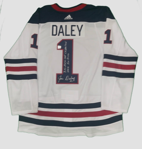 Joe Daley Winnipeg Jets Heritage Adidas Autographed Jersey with Inscription