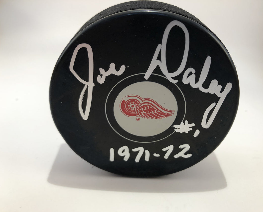 Joe Daley Autographed Detroit Red Wings Logo Puck