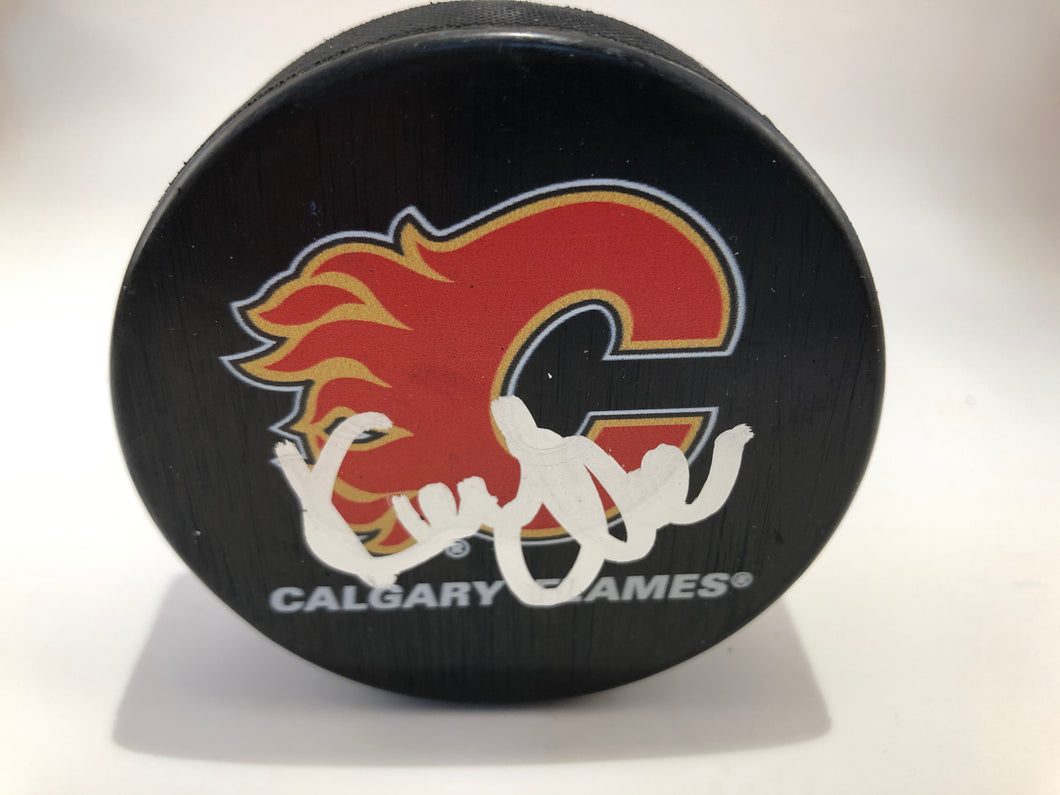 Kent Nilsson Autographed Calgary Flames Logo Puck